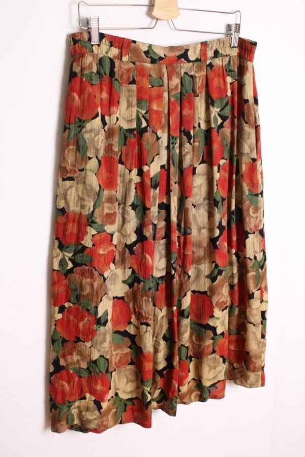 Falda Midi Vintage Estampado Otoño "XL"