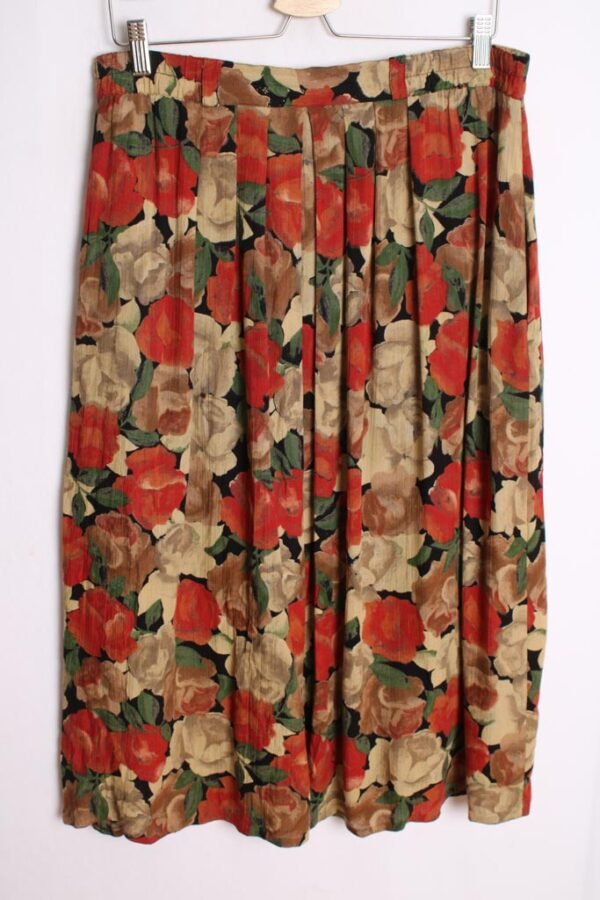 Falda Midi Vintage Estampado Otoño "XL"