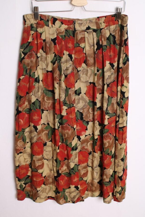 Falda Midi Vintage Estampado Otoño "XL"