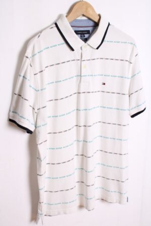 Polo Blanco Tommy Hilfiger Multiestampado Vintage "XL"