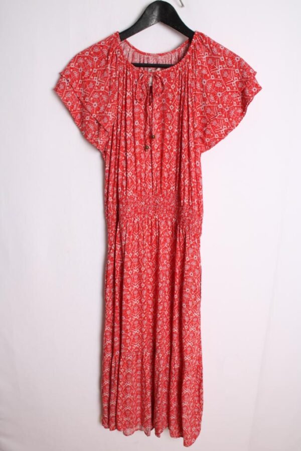 Vestido Volante Vintage Rojo Flores "XL"