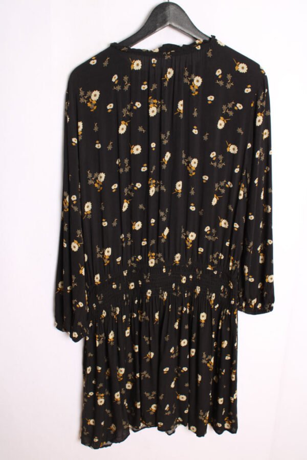 Vestido Negro Estampado Flores Vintage "XL"