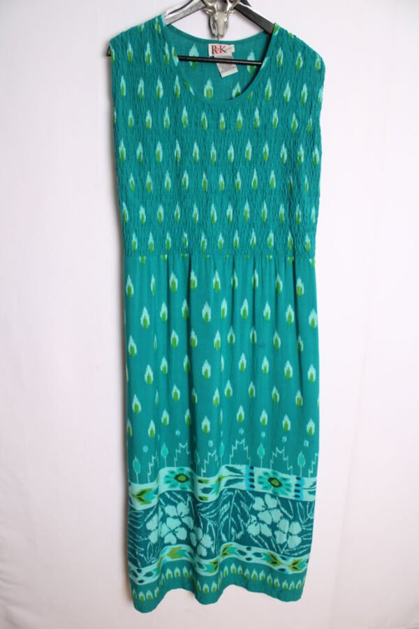 Vestido Vintage Largo Flores Turquesa "2XL/3XL"