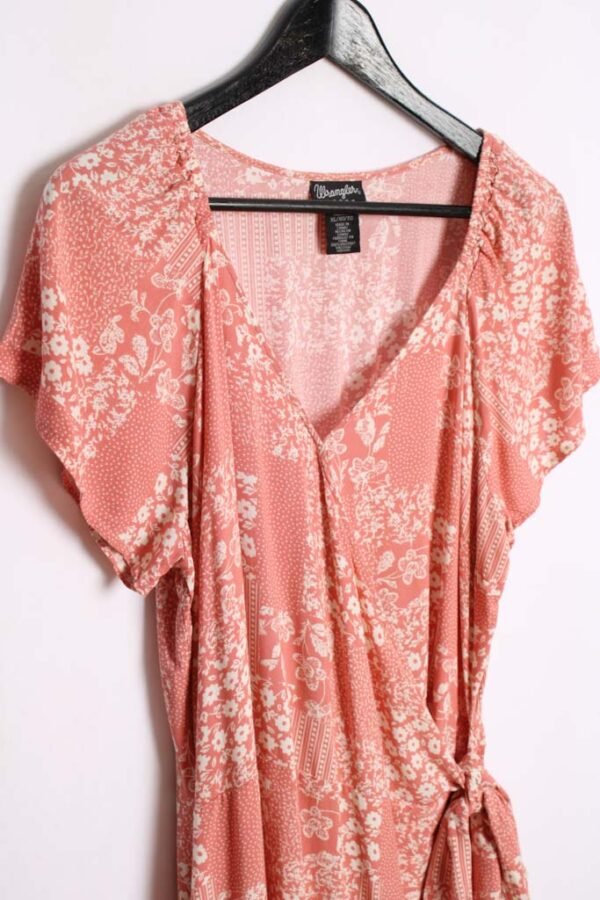 vestido vintage estampado-55 Vestido Asimétrico Vintage Wrangler Rosa "XL"