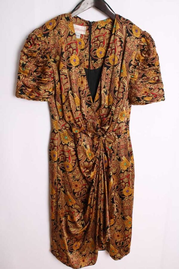 Vestido Seda Vintage Tonos Dorados "M/L"