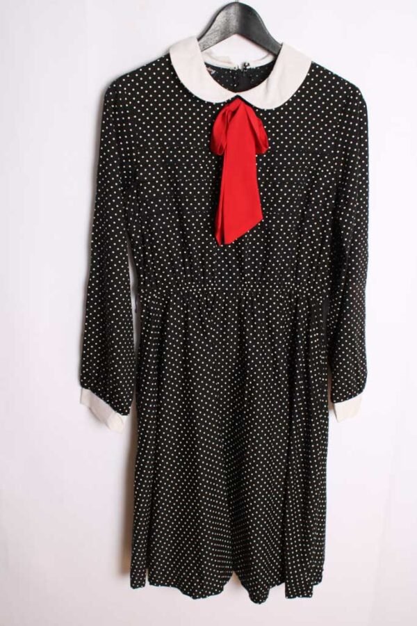 Vestido Midi Vintage Negro Lunares "L"