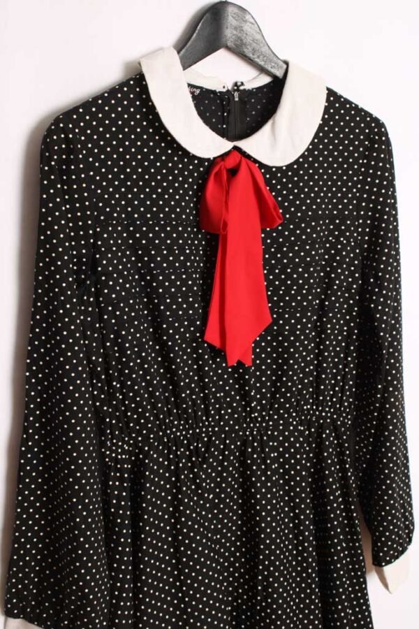 Vestido Midi Vintage Negro Lunares "L"