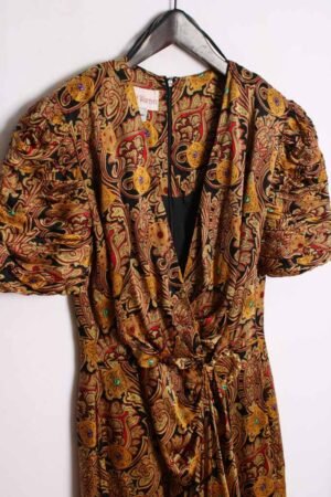 Vestido Seda Vintage Tonos Dorados "M/L"