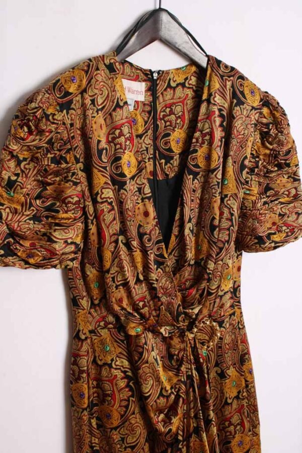 Vestido Seda Vintage Tonos Dorados "M/L"