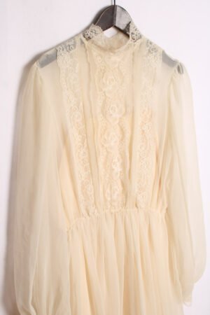 Vestido Midi Puntilla Vintage Blanco Roto "S"