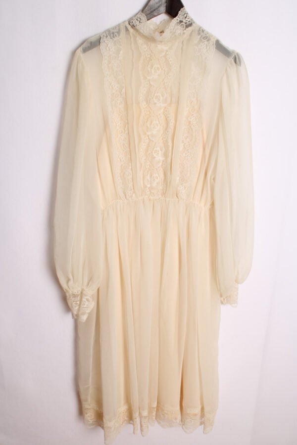 Vestido Midi Puntilla Vintage Blanco Roto "S"
