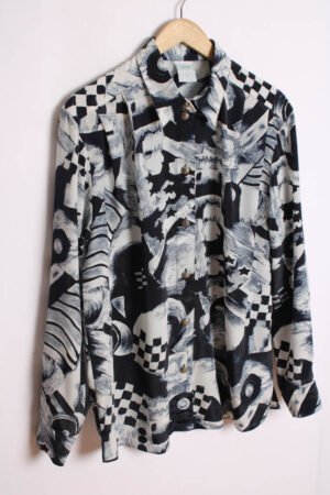 Blusa Vintage Estampado Marino y Blanco "XL"