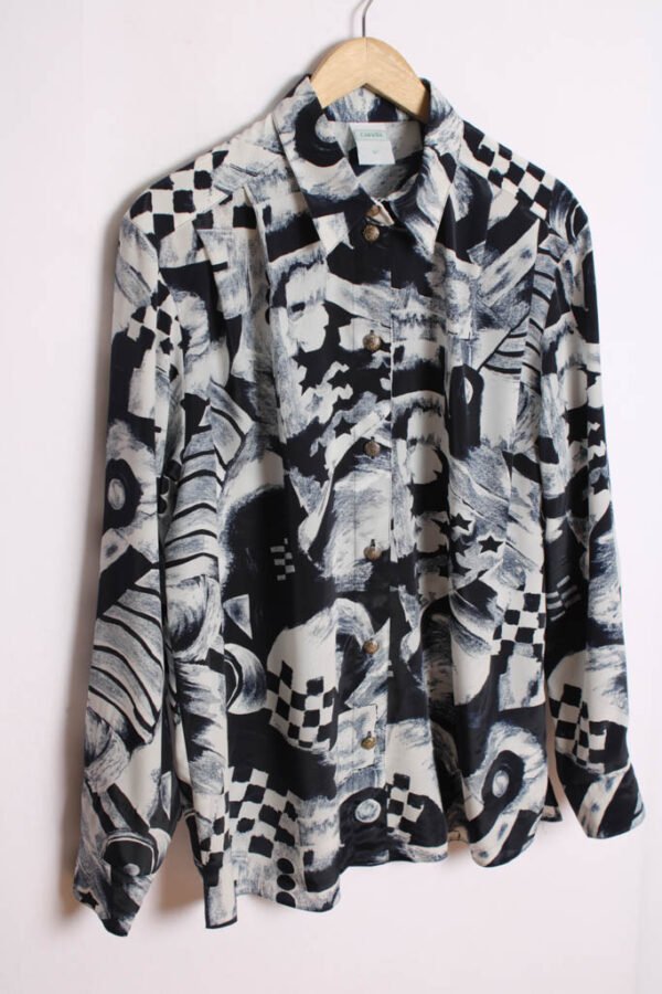 Blusa Vintage Estampado Marino y Blanco "XL"