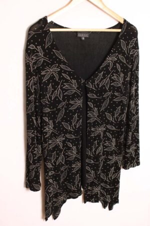 Chaqueta Abierta Negra Hojas Vintage "M/L"