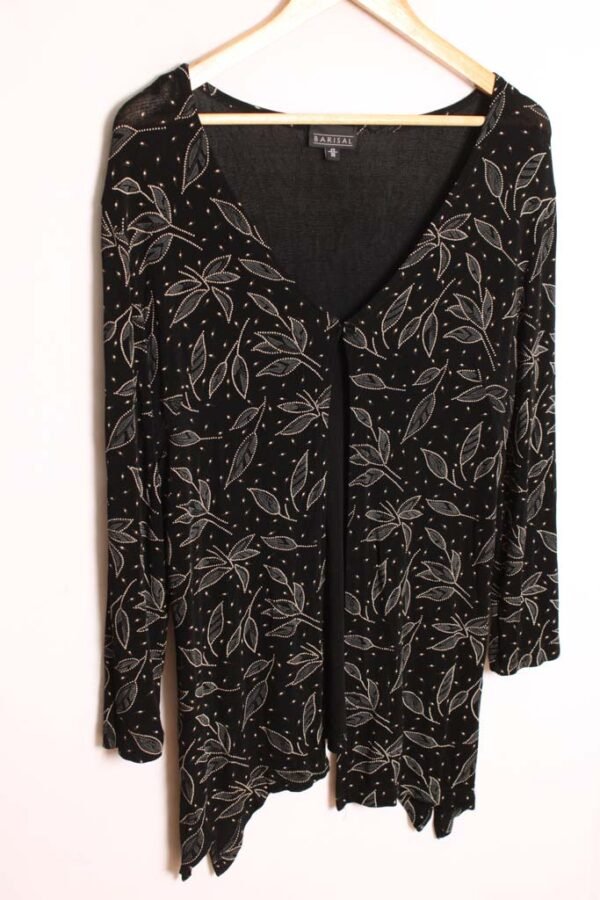 Chaqueta Abierta Negra Hojas Vintage "M/L"