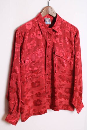 Blusa Satinada en Tonos Rojos Vintage "L"