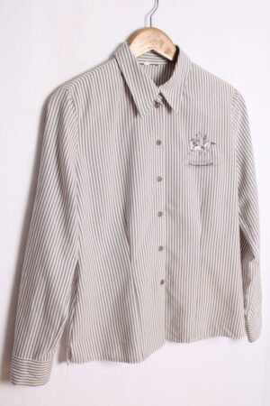 Camisa Vintage Rayas Grises y Blancas "M"