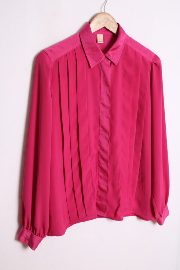 Camisa Fucsia Vintage con Plisados "L"