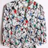 blusa vintage mujer 80s-100 Blusa Vintage Blanca y Estampada "S"