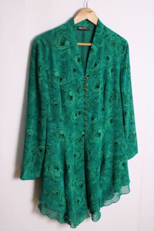 Camisola Vintage Print Flores Verdes "M"