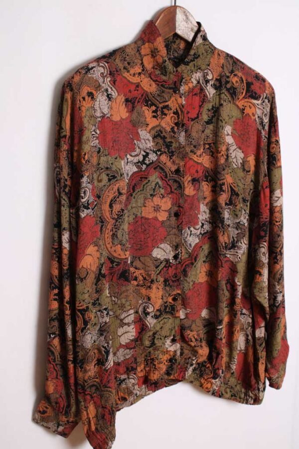 Blusa Vintage Estampada Tonos Ocres "2XL"