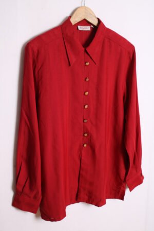 Camisa Roja Vintage Botón Joya "L"