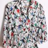 blusa vintage mujer 80s-53 Blusa Vintage Blanca y Estampada "S"
