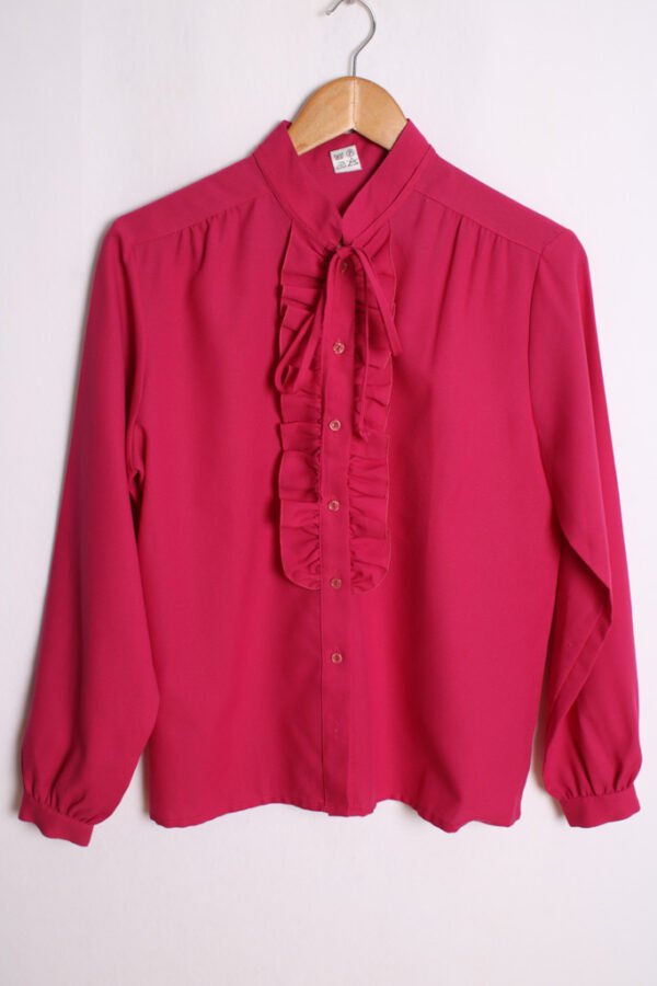 Blusa Vintage con Chorreras Fucsia "M"