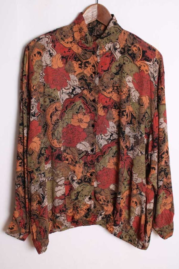 Blusa Vintage Estampada Tonos Ocres "2XL"