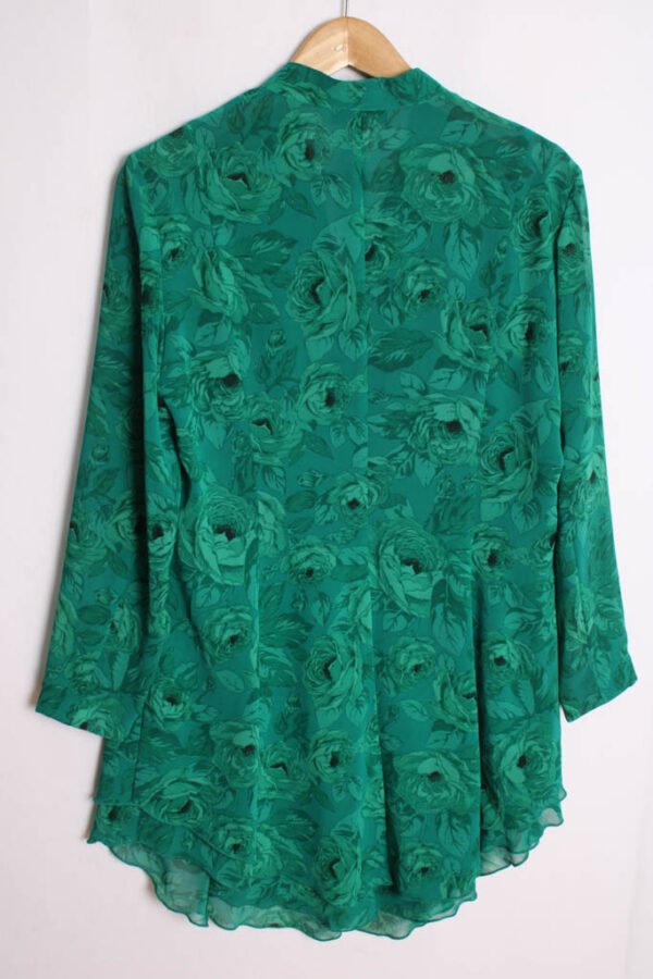 blusa vintage mujer 80s-87 Camisola Vintage Print Flores Verdes "M"