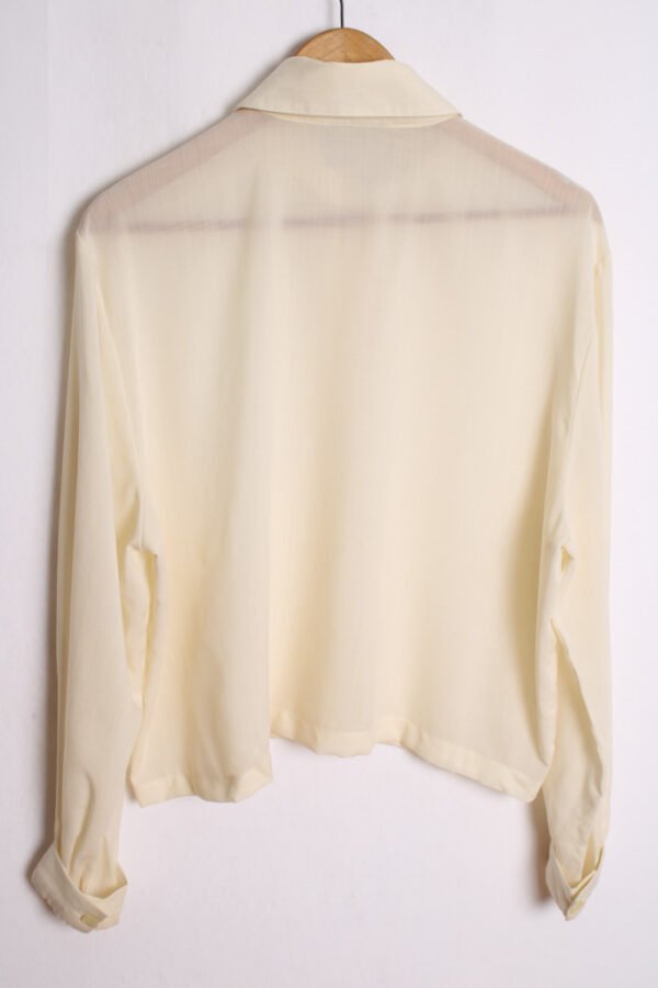 blusa vintage mujer 80s-89 Camisa Blanco Crudo Vintage Cuello Alto "XL"