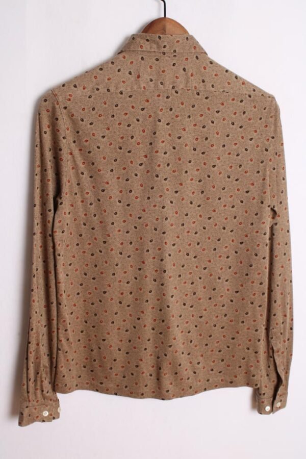 blusa vintage mujer 80s-91 Camisa Marrón Estampada Vintage Hojas "S"