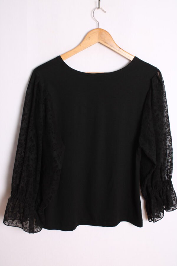 blusa vintage mujer 80s-95 Camiseta Vintage Negra de Manga Larga "L"