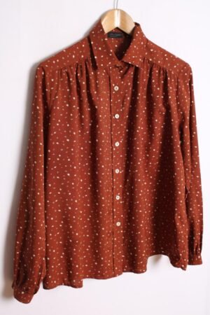 blusa vintage tommy hilfiger-16 Camisa Marrón Vintage Print Hojas "L/XL"