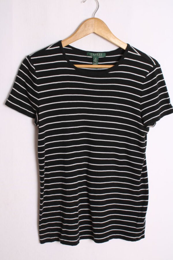 blusa vintage tommy hilfiger-29 Camiseta Ralph Lauren Negra Rayas Vintage "M" chica