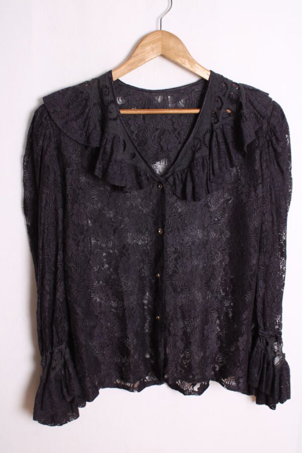 Blusa de Encaje Azul Vintage "L"