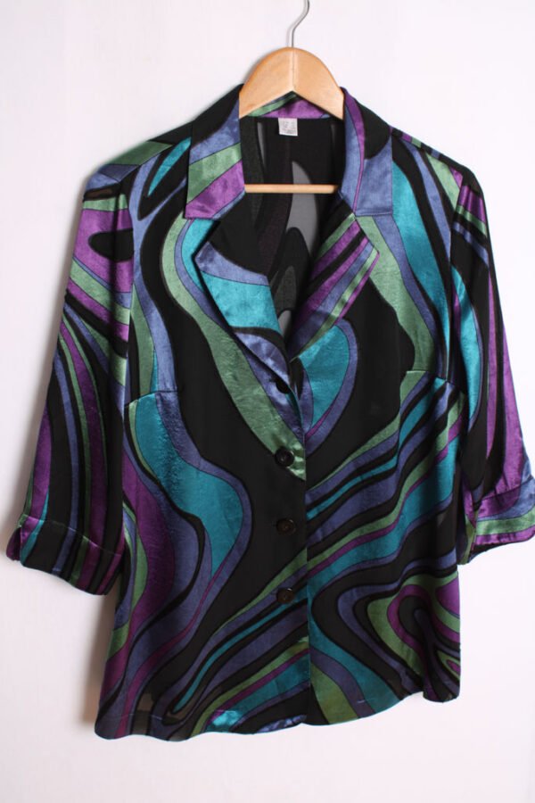Camisa Satinada Vintage Print 60s  "L"