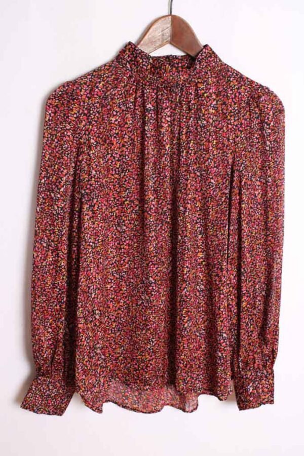 Blusa Cuello Mao Vintage Print Tonos Pastel "S/M"