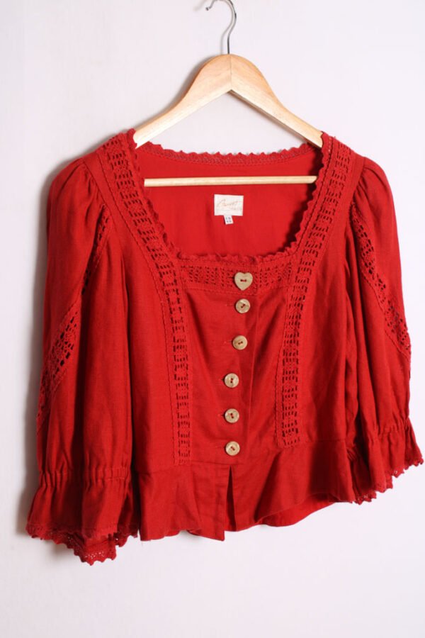 blusa vintage tommy hilfiger-56 Top Vintage Rojo Peplum Botones Hueso "S"