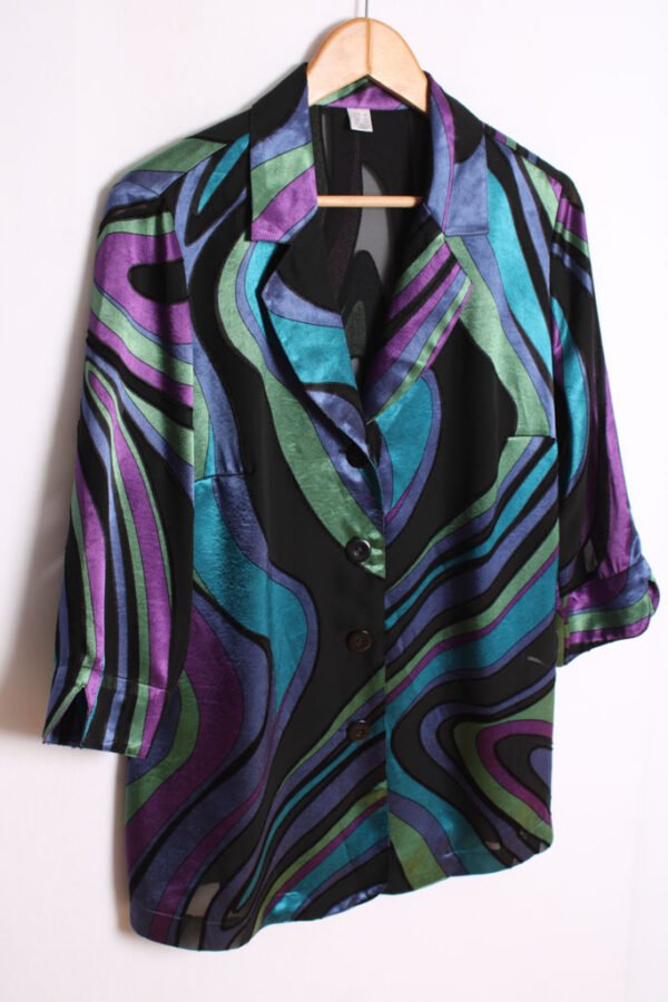 Camisa Satinada Vintage Print 60s  "L"