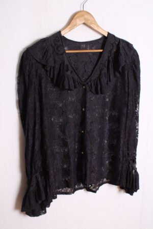 Blusa de Encaje Azul Vintage "L"