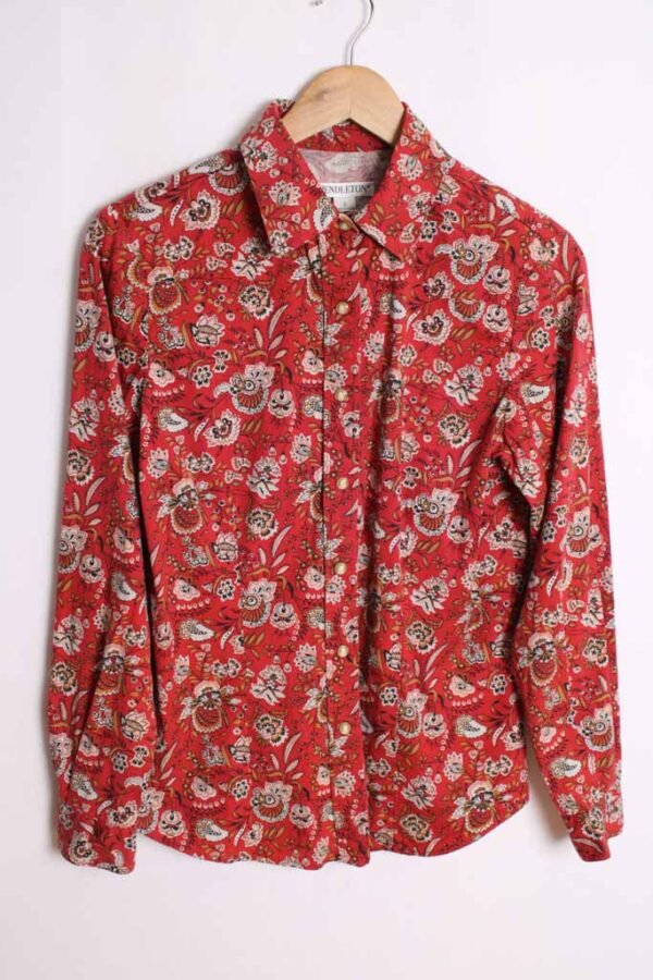 Camisa Pendleton Roja Flores Vintage "S"