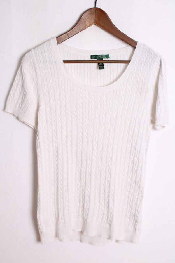 Jersey Ligero Ralph Lauren Vintage Blanco con Ochos "S/M"