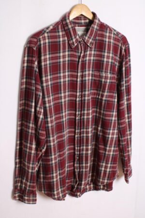 camisa franela vintage_-13 Camisa Franela Cuadros Burdeos y Gris Vintage "L"