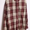 Camisa Franela Vintage Cuadros Granate y Beige "L"