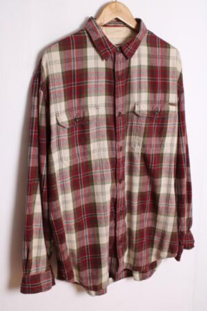 camisa franela vintage_-15 Camisa Franela Vintage Cuadros Granate y Beige "L"