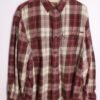Camisa Franela Vintage Cuadros Granate y Beige "L"