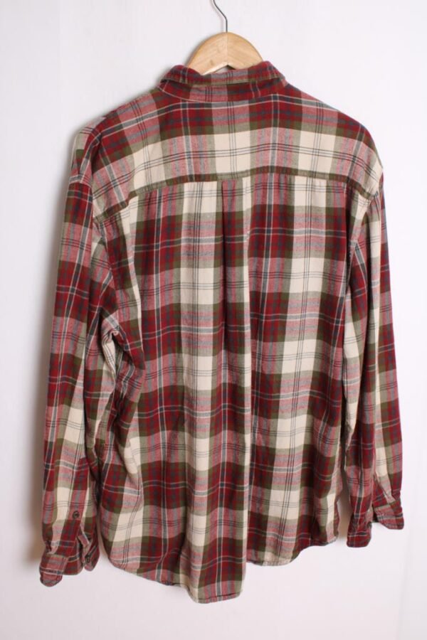 Camisa Franela Vintage Cuadros Granate y Beige "L"