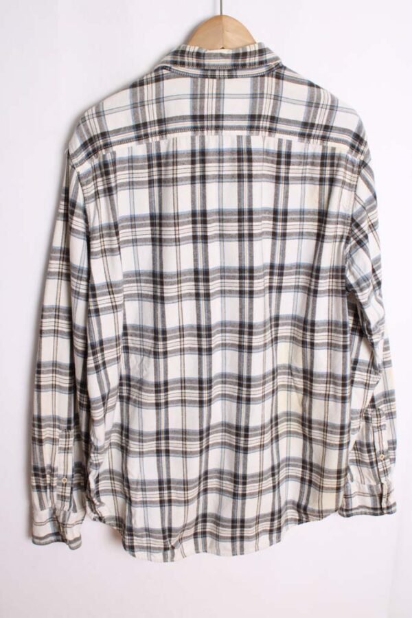 camisa franela vintage_-20 Camisa Franela Blanca Cuadros Vintage "L"