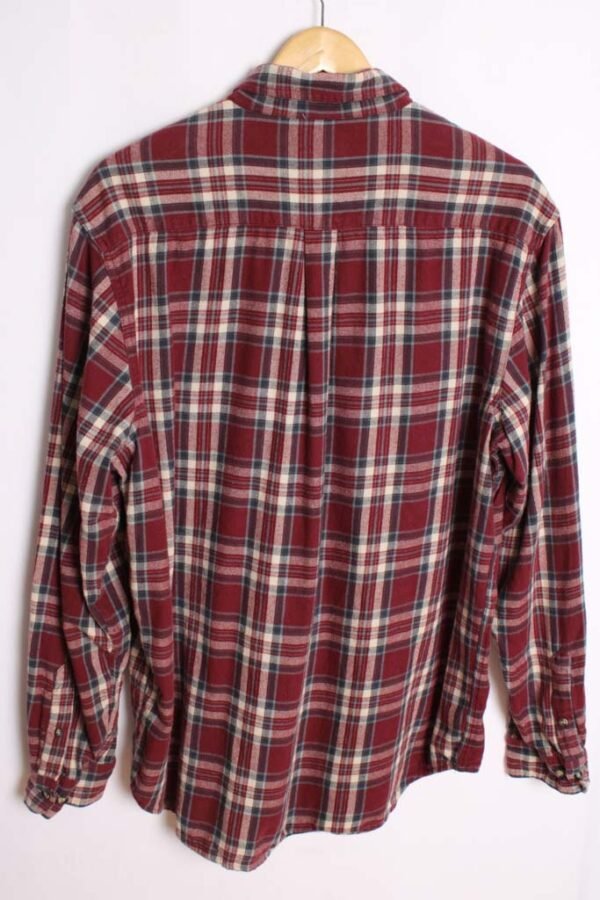 Camisa Franela Cuadros Burdeos y Gris Vintage "L"